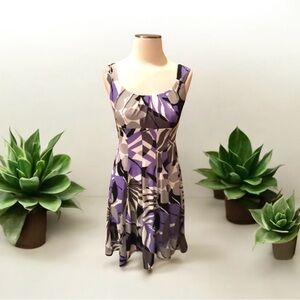 London Times Purple and Blue Sleeveless Midi Sundress